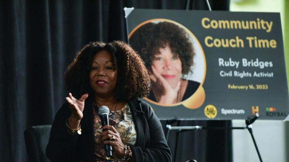 The real Ruby Bridges, the 6-year-old girl who desegrated a Louisiana school, went on to become a civil rights activist. (Photo by Vivien Kililea/Getty Images)
