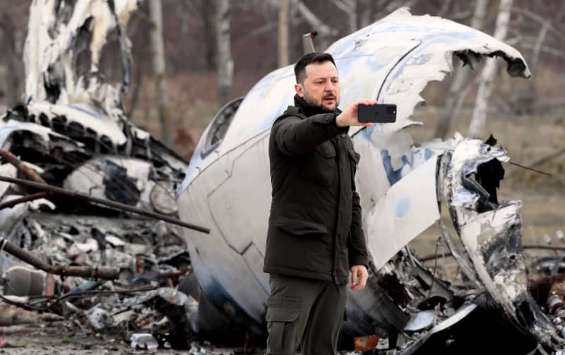 The President of Ukraine Volodymyr Zelensky is pictured on the second anniversary of the beginning of the conflict with Russia.  Benoit Doppagne/Belga/dpa