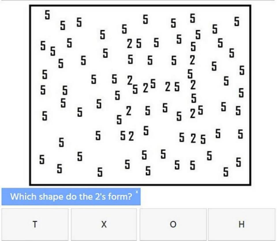 Which letter do the number 2's form? Source: Playbuzz.