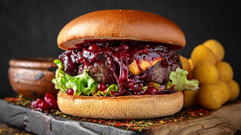 Cranberry sauce on a burger