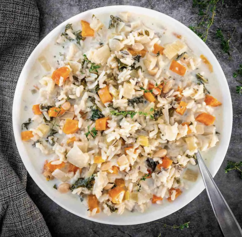 <p>The Pypers Kitchen</p><p>Need a soup that doesn't include anything but rice and veggies? Check this one out! </p><p><strong>Get the Recipe: <a href="https://www.thepyperskitchen.com/vegetarian-rice-soup/" rel="nofollow noopener" target="_blank" data-ylk="slk:Crock Pot Vegetarian Rice Soup;elm:context_link;itc:0;sec:content-canvas" class="link rapid-noclick-resp">Crock Pot Vegetarian Rice Soup</a></strong></p>