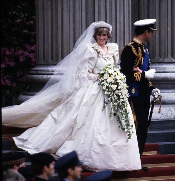 Diana's world-famous gown was designed by Elizabeth Emanuel and featured a 25-foot train and 10,000 sequins and pearls. Fashion experts expect Middleton to make a less traditional, more modern choice.