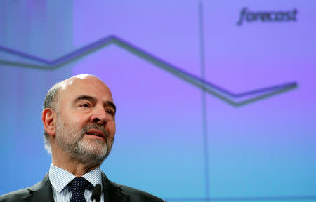 European Commissioner for Economic and Financial Affairs Pierre Moscovici presents the EU executive's economic forecasts during a news conference at the EU Commission headquarters in Brussels, Belgium February 7, 2019. REUTERS/Francois Lenoir