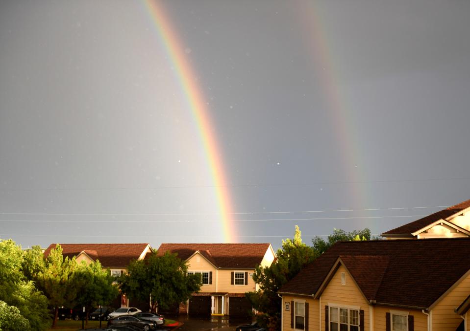 A double rainbow can be seen on Thursday, July 4, 2024.