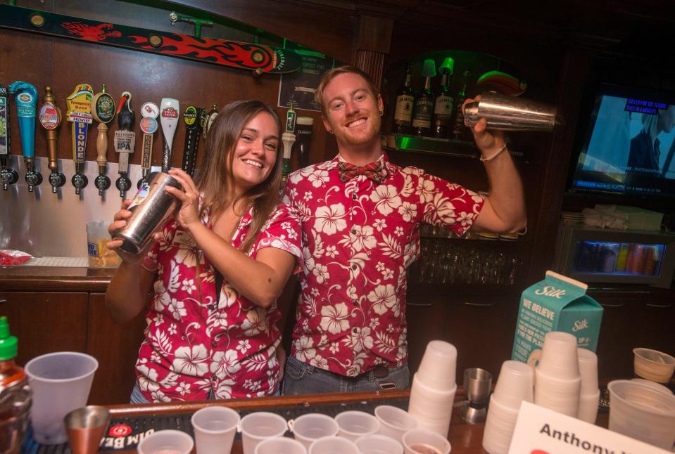 Bartenders work their magic as they compete during a previous Bartending Championship at O’Riley’s Irish Pub.