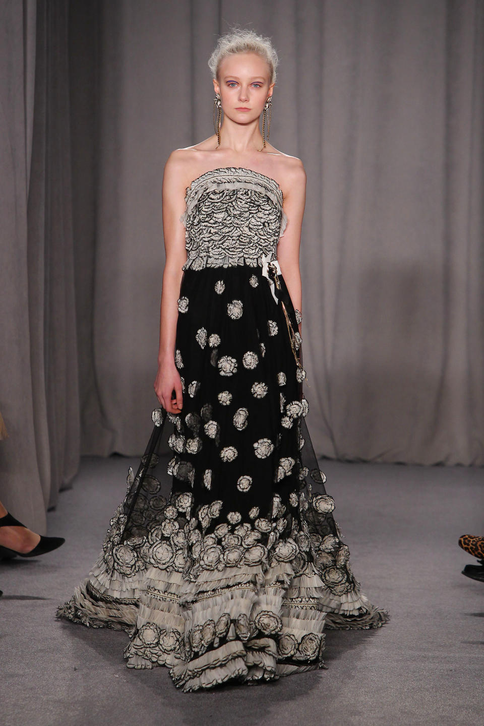 This image released by Starpix shows an outfit from the Marchesa Fall 2014 collection during Fashion Week in New York, Wednesday, Feb. 12, 2014. (AP Photo/Starpix, Amanda Schwab)