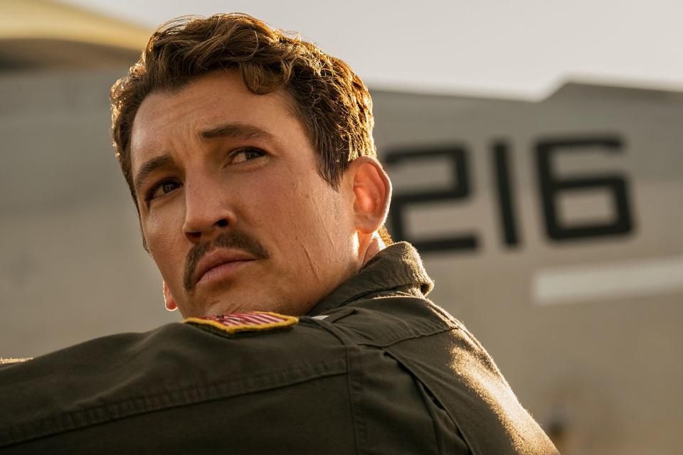 Miles Teller plays Lt. Bradley &quot;Rooster&quot; Bradshaw in Top Gun: Maverick from Paramount Pictures, Skydance and Jerry Bruckheimer Films.