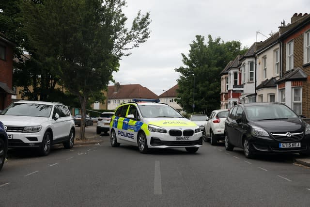 A police cordon in Energen Close in Harlesden after a shooting on Wednesday evening