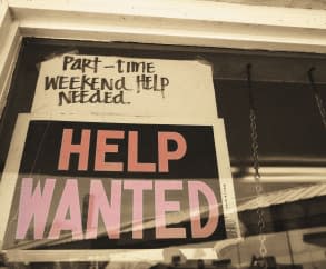 help wanted sign in cafe window