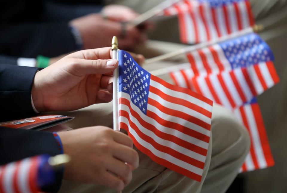 Students hold American flags during the Constitution Month kickoff event at the Capitol in Salt Lake City on Thursday, Aug. 31, 2023. | Kristin Murphy, Deseret News