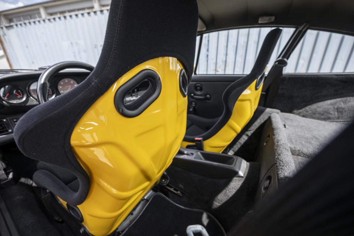 a steering wheel and dashboard of a car