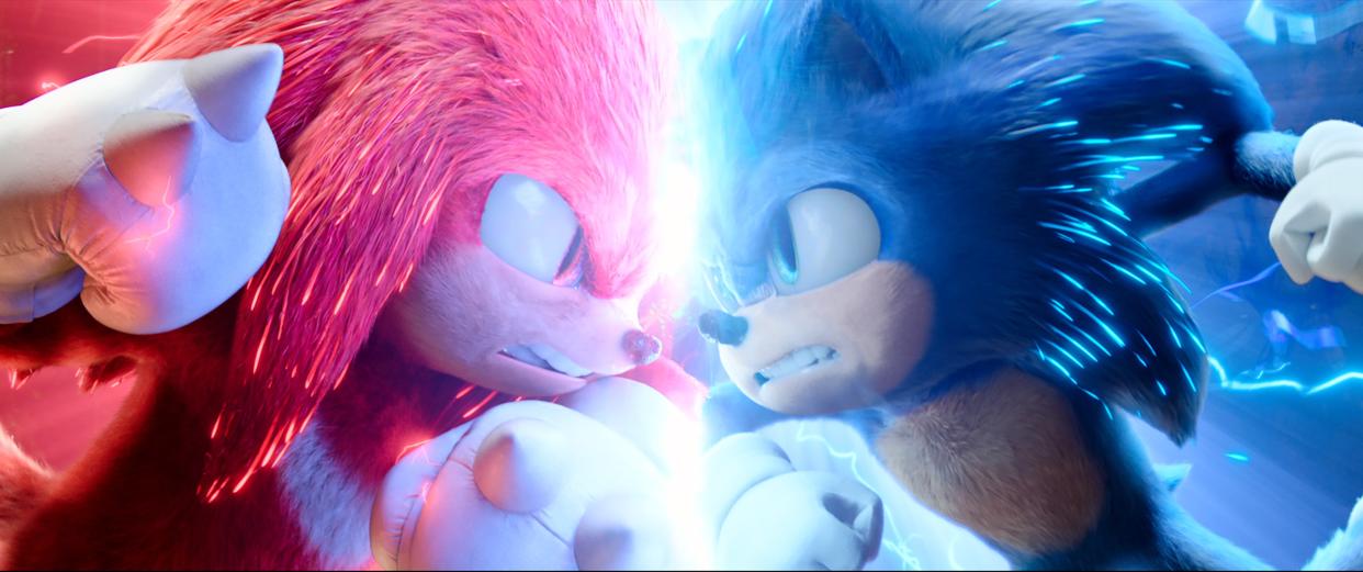 Two animated Sonic the Hedgehog characters.