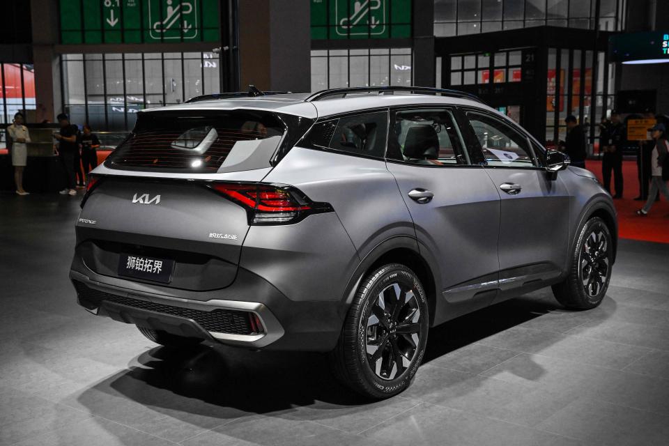 A Kia Sportage car is displayed during the 20th Shanghai International Automobile Industry Exhibition in Shanghai on April 19, 2023.