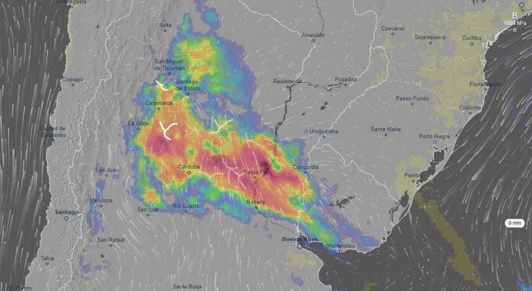 Las precipitaciones concentradas en las provincias del centro y norte del país