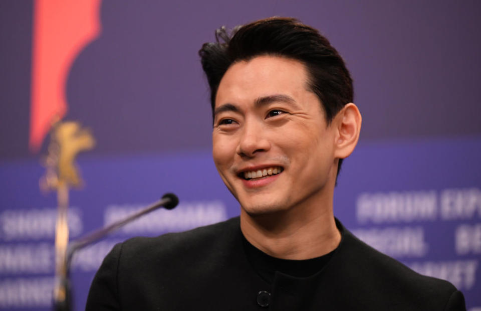 19 February 2023, Berlin: Teo Yoo, actor, speaks at the press conference for the film 'Past Lives' at the Berlinale. The film is running in competition. The 73rd International Film Festival runs until February 26, 2023. Photo: Monika Skolimowska/dpa (Photo by Monika Skolimowska/picture alliance via Getty Images)