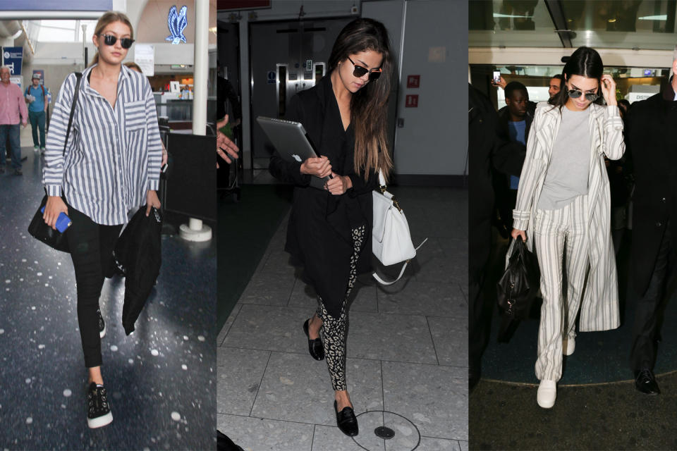 Gigi Hadid, Selena Gomez und Kendall Jenner: Echte Profis im Reisen. (Bilder: ddp Images, WENN, ddp Images)