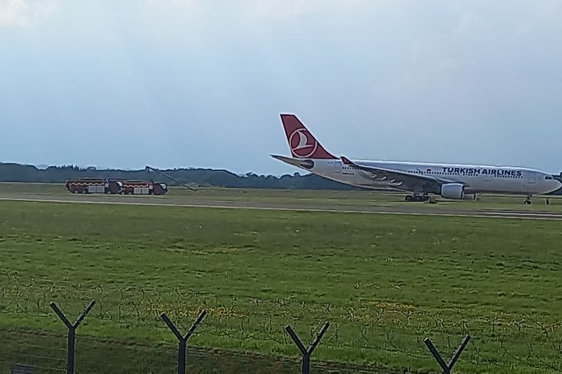 Fire engines follow the aircraft after emergency landing -Credit:Stephen Uden