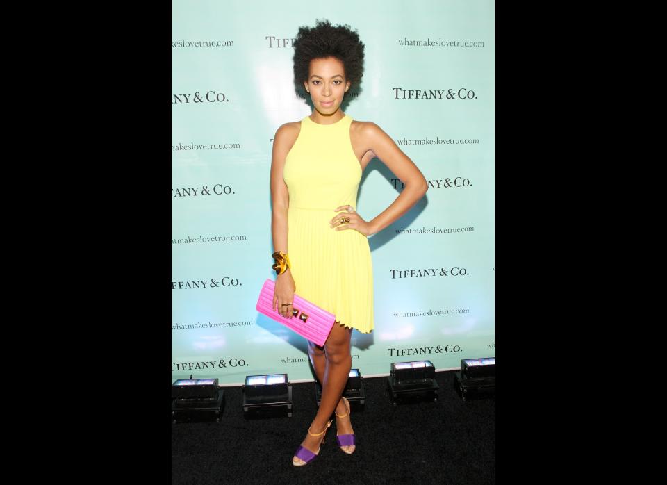 NEW YORK, NY - JANUARY 25:  Solange Knowles attends the Tiffany celebration of the launch of True Love in Pictures with the Sartorialist Scott Schuman and Garance Dore at Tiffany & Co. on January 25, 2012 in New York City.  (Photo by Bennett Raglin/Getty Images for Tiffany)