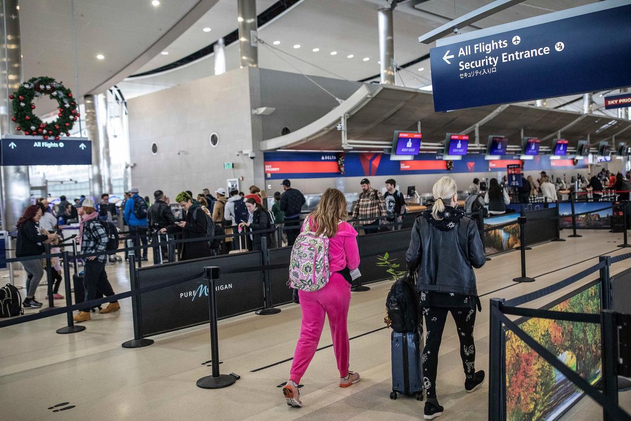 Beginning Oct. 28, airlines must issue refunds if passengers do not want to rebook in light of a significant delay. Refunds must be made within seven business days for credit cards. File art: Terminal at Detroit Metropolitan Wayne County Airport on Nov. 20, 2023.
