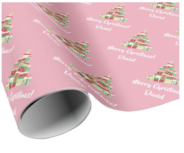 Doodle Christmas pattern red Wrapping Paper, Zazzle