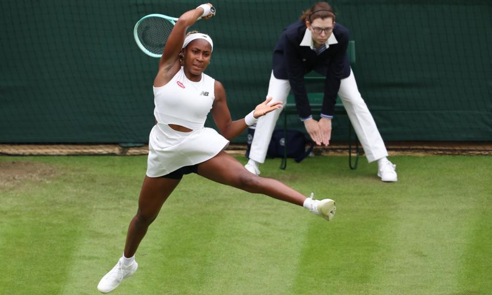 <span>Coco Gauff during her match against Anca Todoni on day three of Wimbledon.</span><span>Photograph: Rob Newell/CameraSport/Getty Images</span>