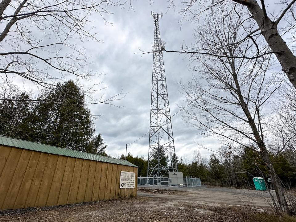 A completed cellular tower near Clayton, Ont. awaits an electrical connection