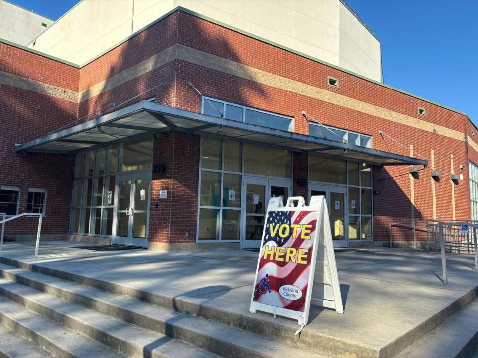 Voting for the Gregg Park precinct is in A.C. Flora’s auditorium.