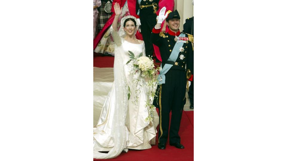 Danish Crown Prince Frederik and his bride Crown Princess Mary leave Copenhagen Cathedral after their wedding