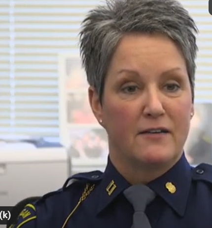 Maj. Beth Clark, shown in a screenshot from a Michigan State Police YouTube video. At the time, she was the first female captain in the forensics division.