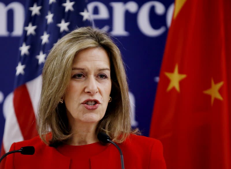 FILE PHOTO: U.S. Department of Energy Deputy Secretary Elizabeth Sherwood-Randall makes a speech at Microsoft China Center in Beijing