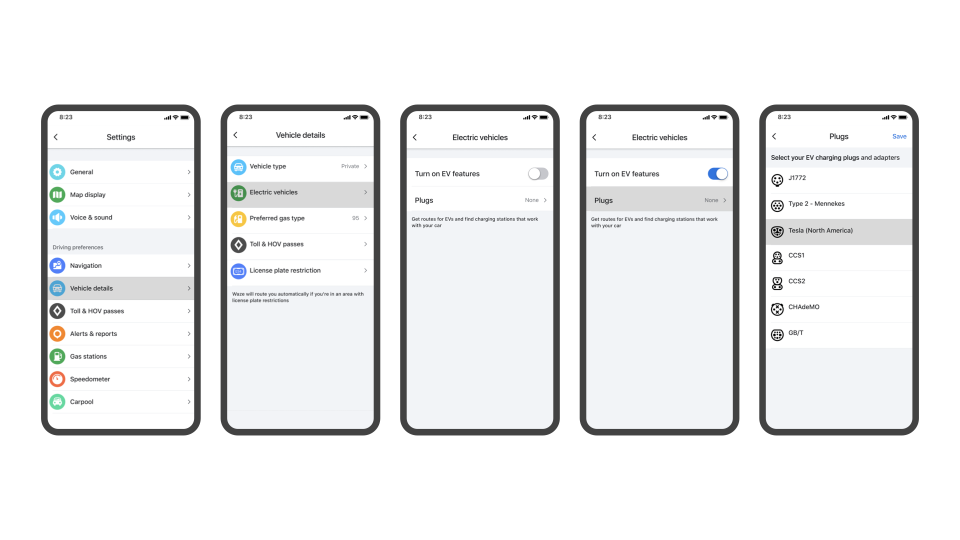 Steps to customize your car make and charging information on Waze