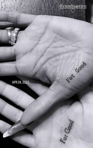<p>Ariana Grande Instagram</p> "For Good" tattoos shared by Ariana Grande on Instagram