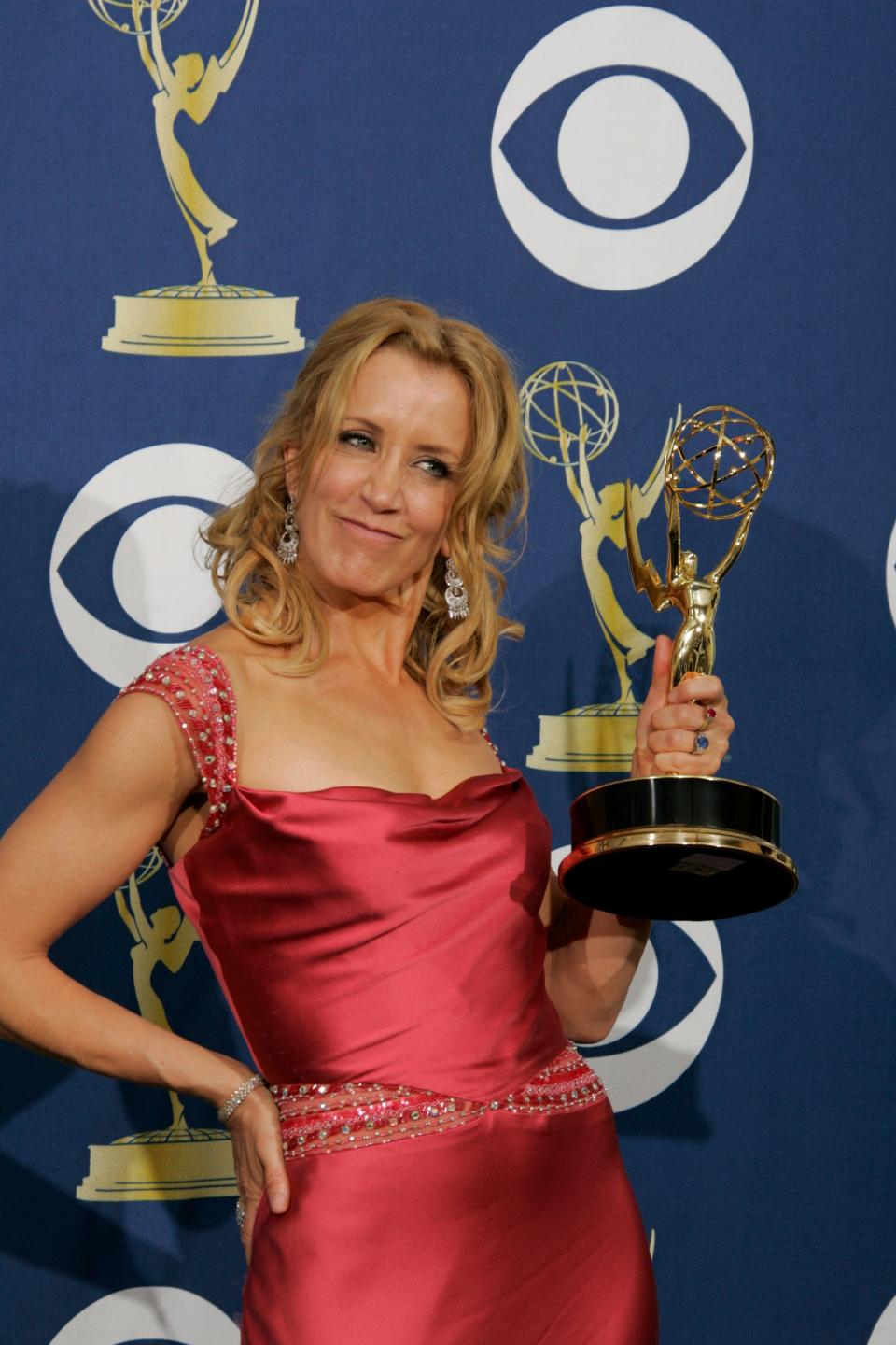 Felicity Huffman wins Outstanding Lead Actress in a Comedy Series at the 57th Annual Emmy Awards on Sept. 18, 2005.