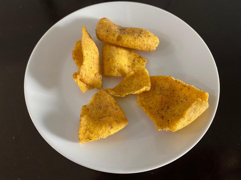 A plate of Trader Joe's organic elote corn-chip dippers