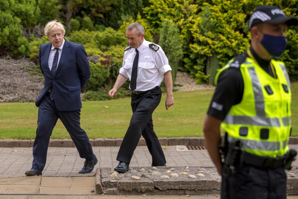 Prime Minister Boris Johnson discussed policing the Cop26 summit in Glasgow when he met Police Scotland Chief Constable Iain Livingstone (James Glossop/The Times/PA)