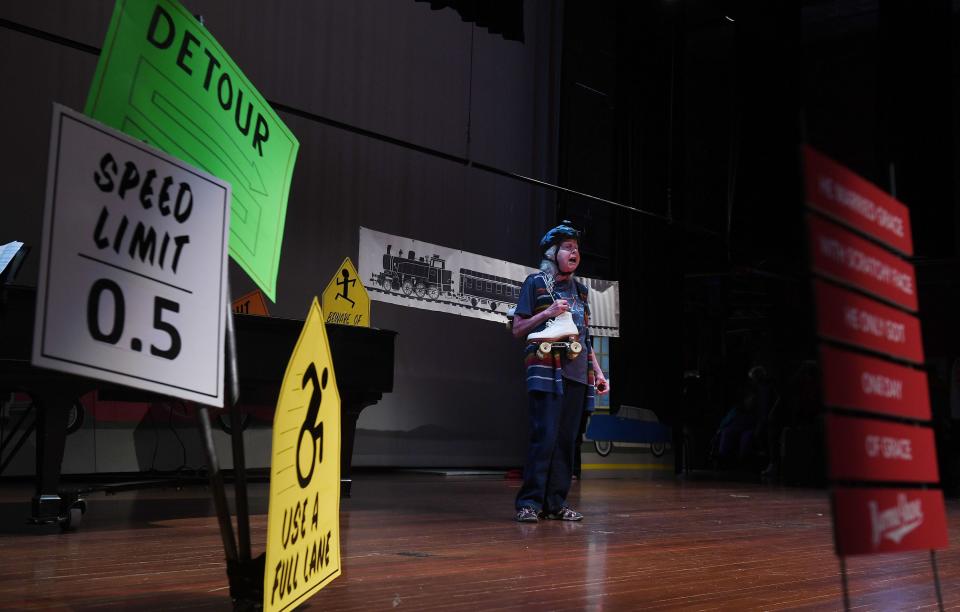 Chris King performs during the Senior Variety Show rehearsal at Ames City Auditorium on Monday in Ames.
