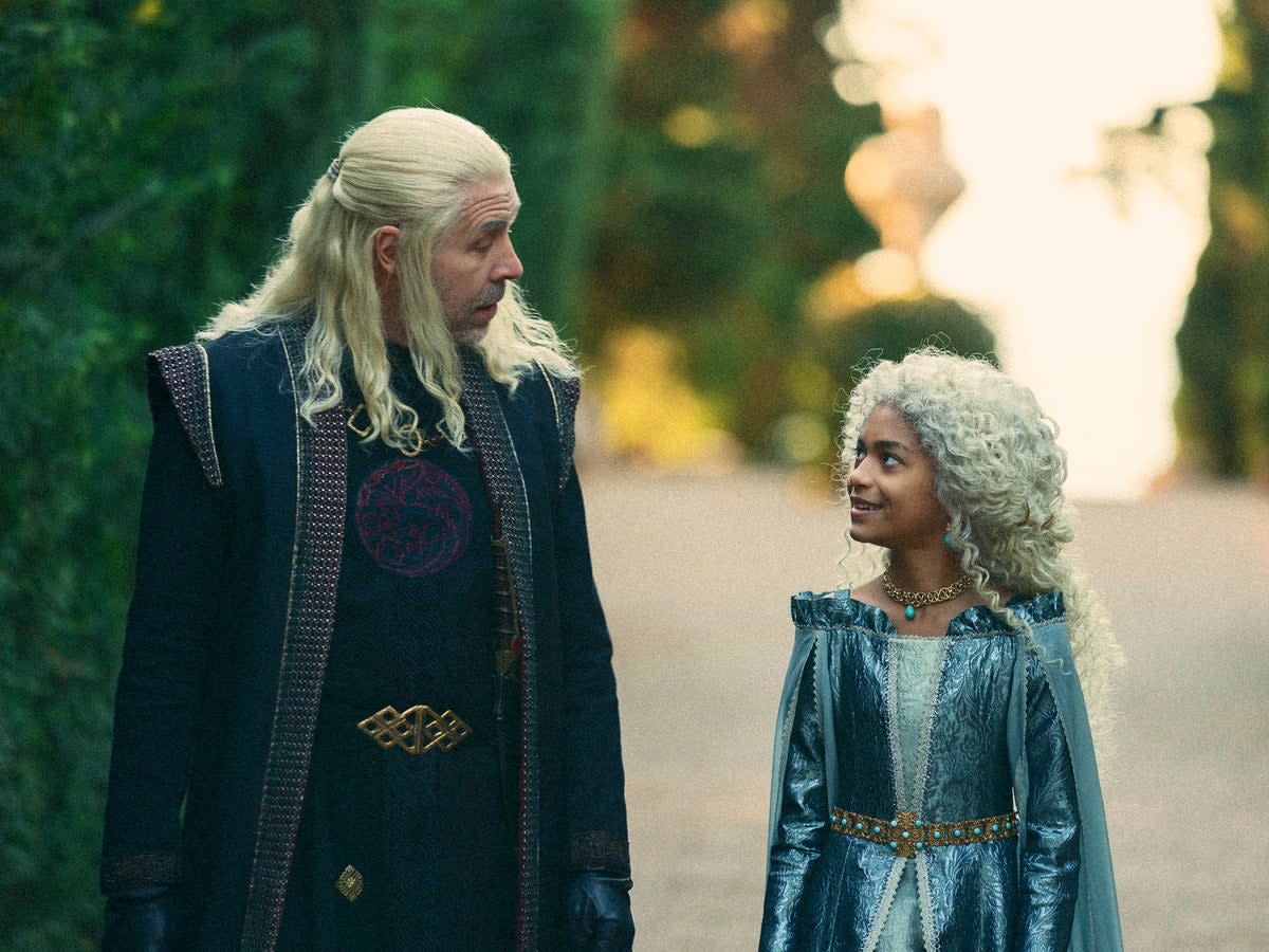 Paddy Considine and Nova Foueillis-Mosé as Viserys and Laena in ‘House of the Dragon’  (HBO)