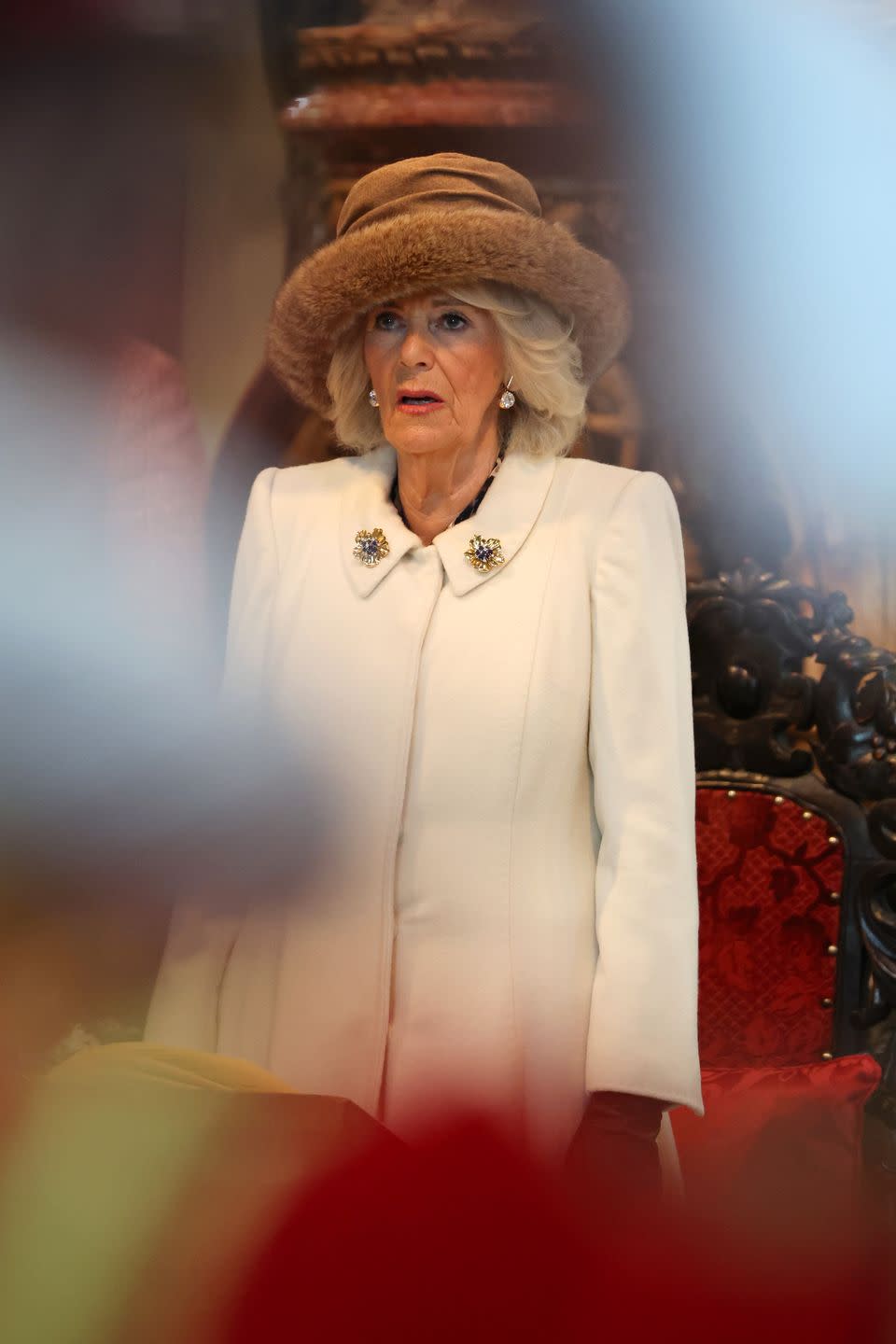 worcester, england march 28 queen camilla attends the royal maundy service at worcester cathedral on march 28, 2024 in worcester, england the royal maundy is an ancient ceremony, inspired by the bible on the day before good friday, jesus washed the feet of his disciples and commanded them to love one another by the thirteenth century the royal family was taking part in similar ceremonies queen camilla distributes maundy money to a selected group of christians to thank them for their work within the church king charles is unable to attend due to him fighting an illness on march 28, 2024 in worcester, england photo by chris jacksongetty images