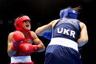 LONDON, ENGLAND - JULY 28: Joseph Diaz Jr of United States (L) in action with Pavlo Ishchenko of Ukraine during their Men's Bantam weight (56kg) bout on Day 1 of the London 2012 Olympic Games at ExCeL on July 28, 2012 in London, England. (Photo by Scott Heavey/Getty Images)