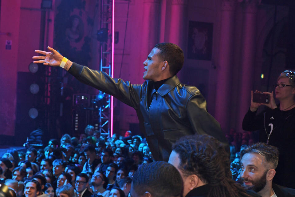 LONDON, ENGLAND - FEBRUARY 12:  Slowthai attends The NME Awards 2020 at the O2 Academy Brixton on February 12, 2020 in London, England.  (Photo by David M. Benett/Dave Benett/Getty Images)