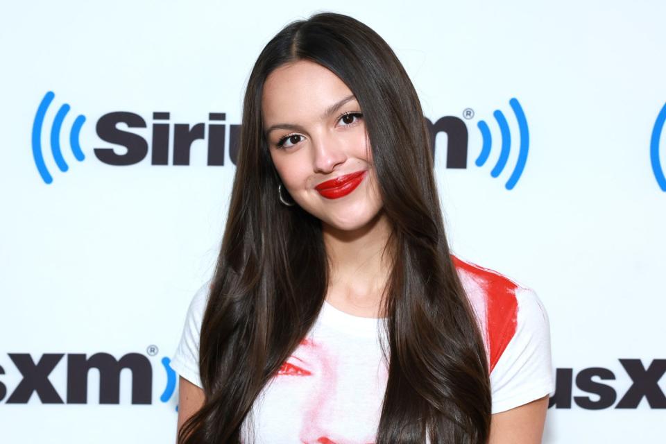 <p>Theo Wargo/Getty</p> Olivia Rodrigo at SiriusXM Studios in New York City in September.