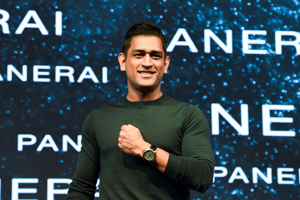 Indian cricketer Mahendra Singh Dhoni poses during the launch of his signature collection limited edition  Panerai watches in Mumbai on November 27, 2019. (Photo by Indranil MUKHERJEE / AFP) (Photo by INDRANIL MUKHERJEE/AFP via Getty Images)