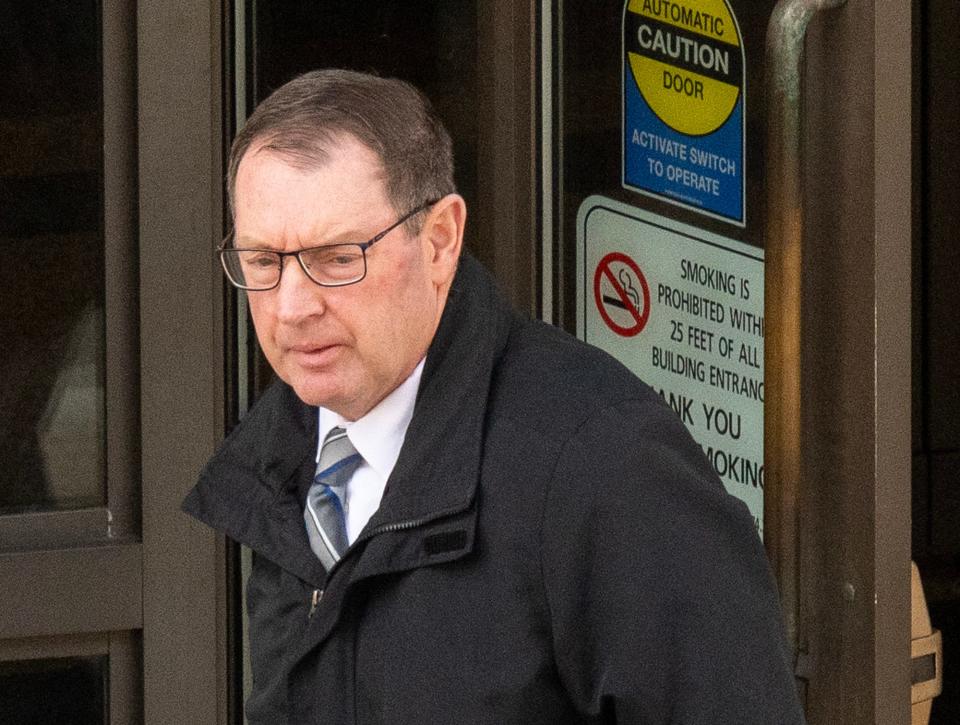 Sgt. William Robertson leaves U.S. District Court during a break in his federal trial on Nov. 28, 2023.