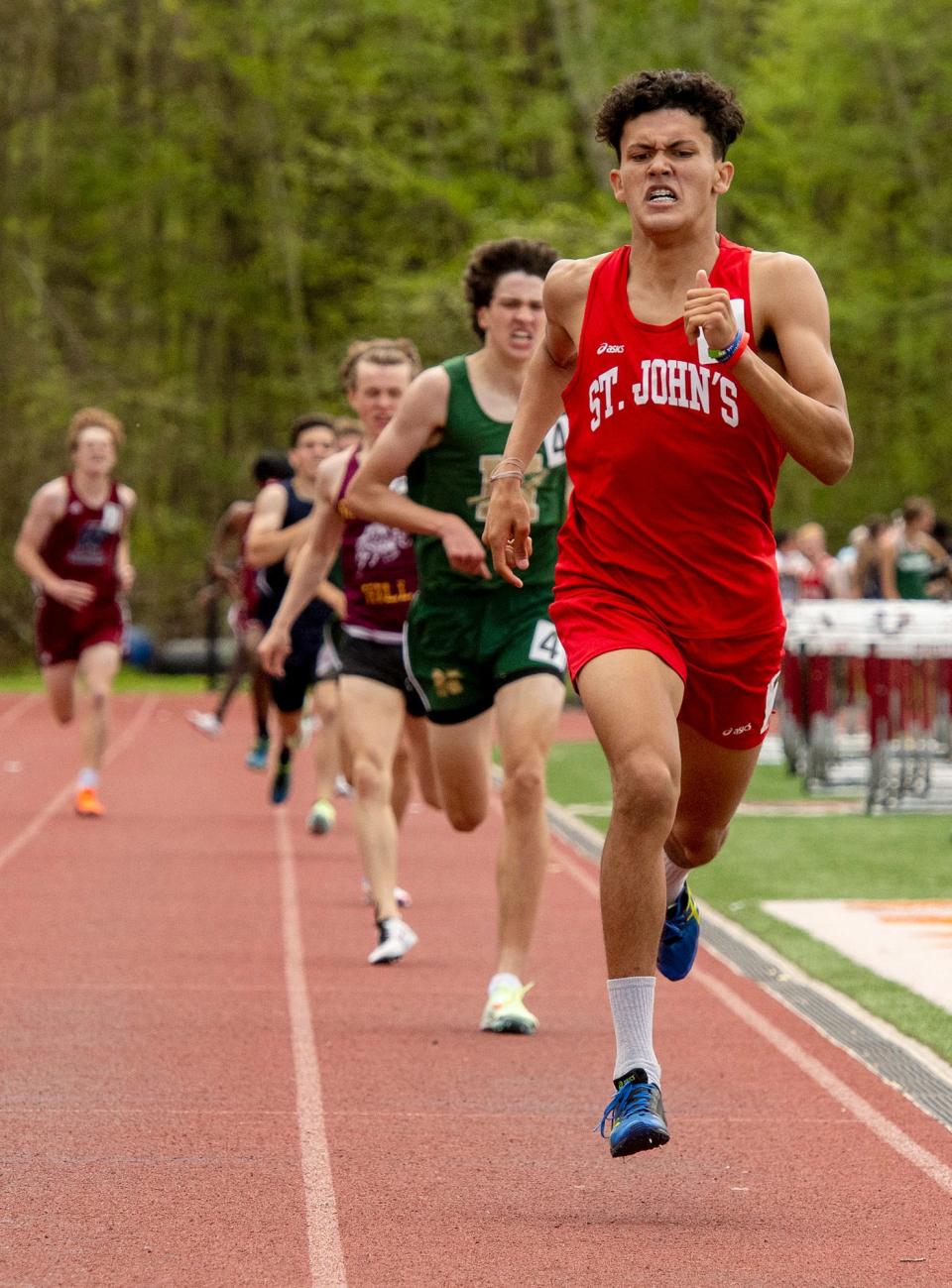 St. John's junior Lucas Carvalho won in the 800 meters at the District E Division 1 Championships last Saturday at Shepherd Hill.