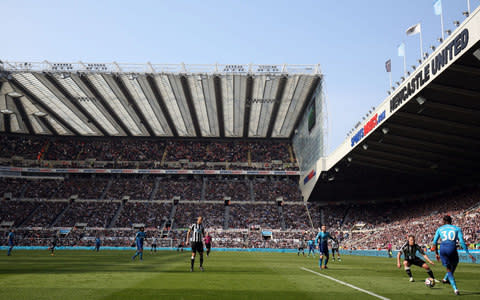 A general view (GV) of match action at St James Park during the Premier League match between Newcastle United and Arsenal at St. James Park on April 15, 2018 in Newcastle upon Tyne, England - Credit: Getty Images