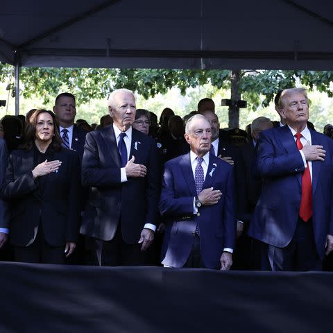 <p>Michael M. Santiago/Getty</p> Kamala Harris, Joe Biden, Michael Bloomberg and Donald Trump.