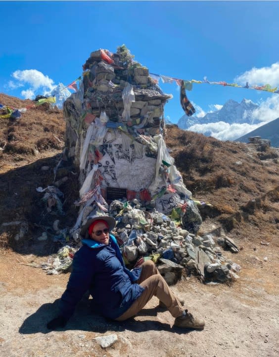 Walnut Creek Councilmember, Kevin Wilk at Scott Fischer’s memorial on a 16,000″ crest. Wilk took a recent trip climbing to the Mount Everest South Base Camp at 17,598″ in Nepal. He left on Oct. 26 and returned on Nov. 18, 2023 with the ascent taking nine days and decent five days. He was on the mountain for a total of 15 days. (Kevin Wilk via Bay City News)