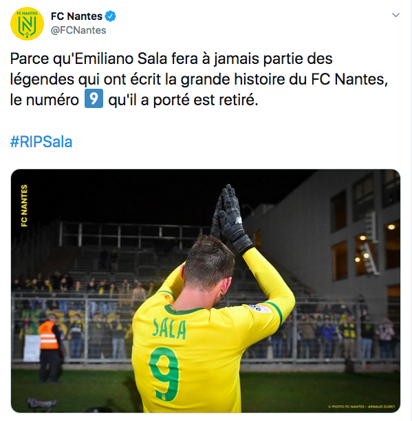 L'hommage du FC Nantes à Emiliano Sala