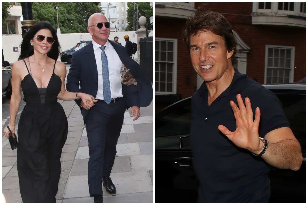 Tom Cruise with Jeff Bezos and  Lauren Sanchez (SplashNews.com)