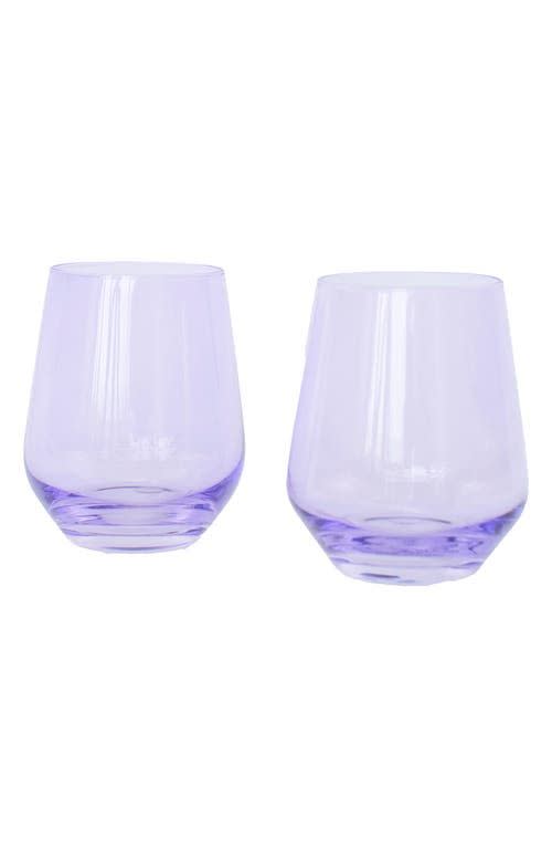 50) Estelle Colored Glass Set of 2 Stemless Wineglasses in Lavender at Nordstrom